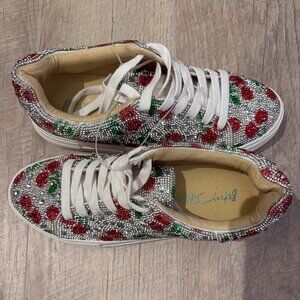 Betsey Johnson Sidney Platform Womens Shoes Size 6.5M Rhinestone Cherry Print